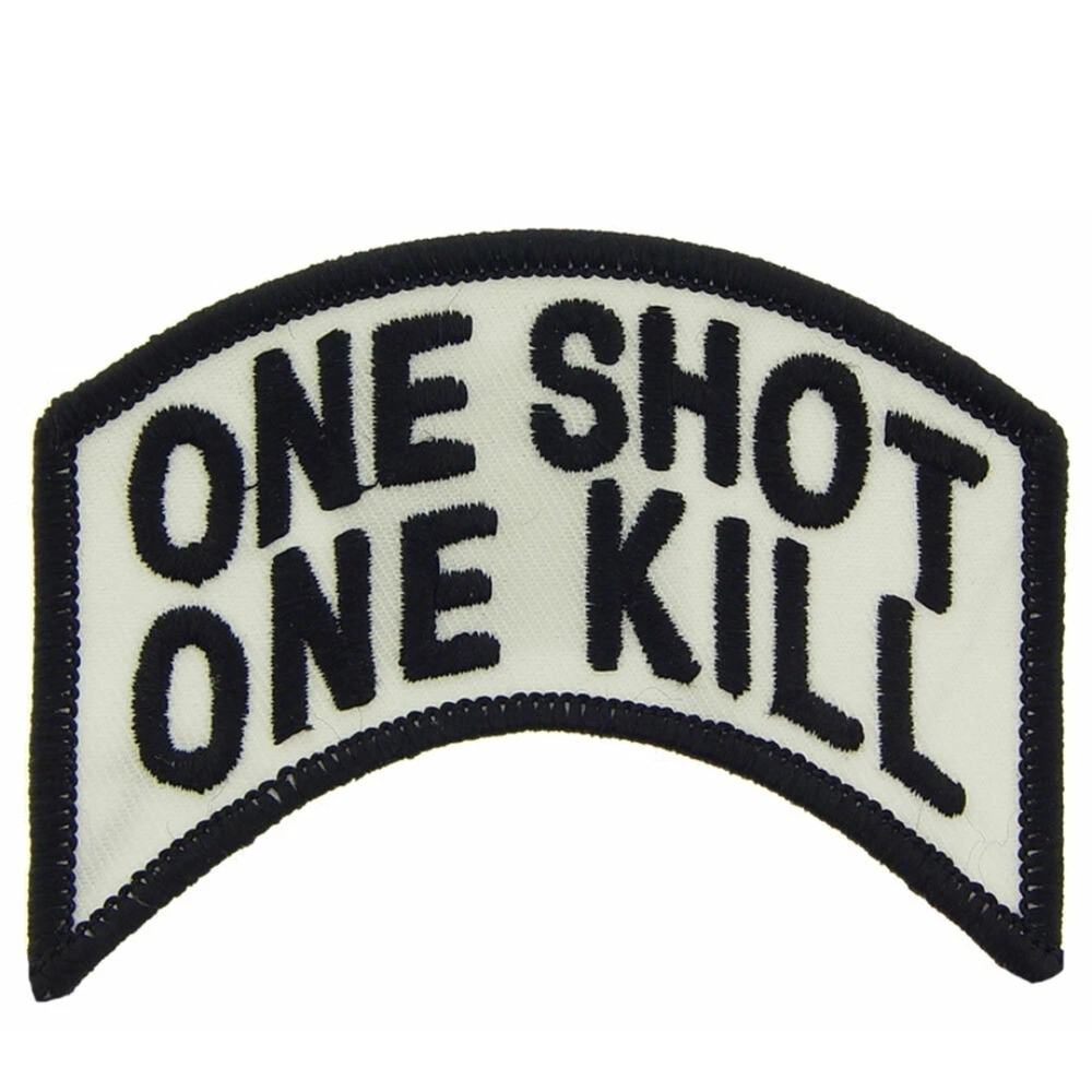 One Shot One Kill Black and White Embroidered Iron-On Patch